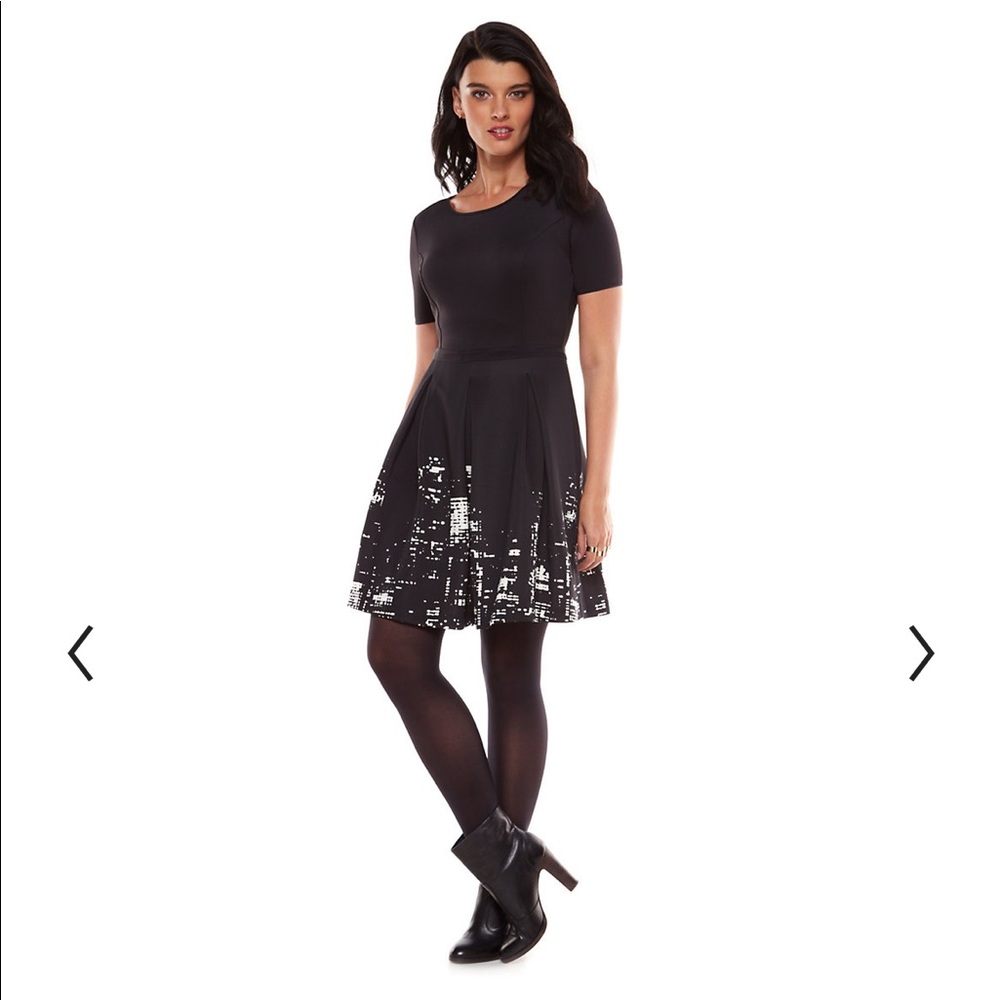Elie Tahari for DesigNation NYC Skyline Fit & Flare Dress